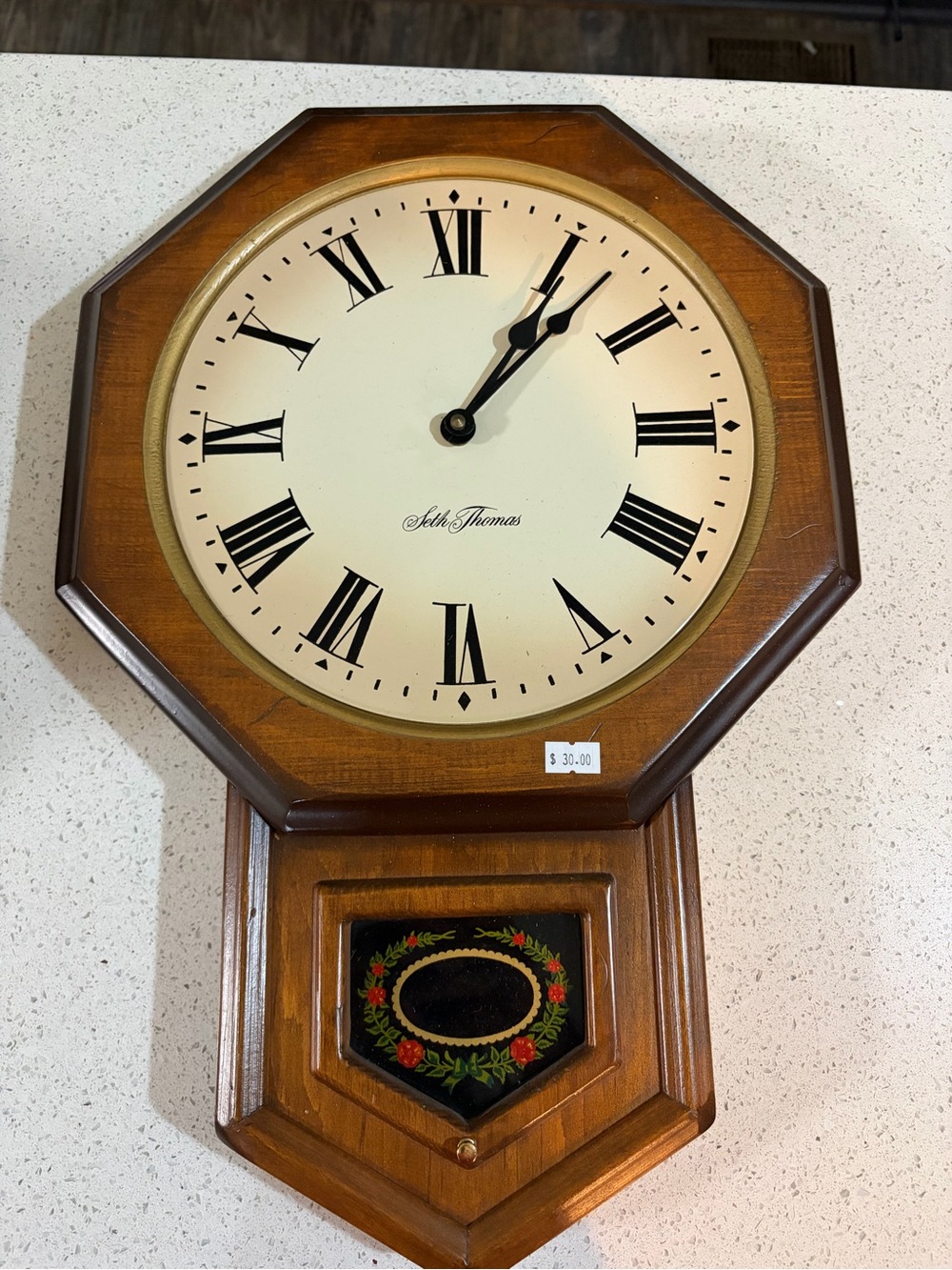 Octagon Schoolhouse Wall Clock in Brown